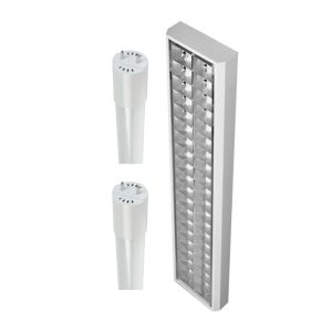 2 X 40W LOUVER GRILL FIXTURE 1,200X300 MM SURFACE MOUNTED W/ 2PCS 18W LED TUBE GLASS SET