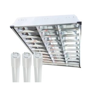 3 X 60W LOUVER GRILL FIXTURE 1,200X600 MM RECESSED W/ 3PCS 18W LED TUBE GLASS SET
