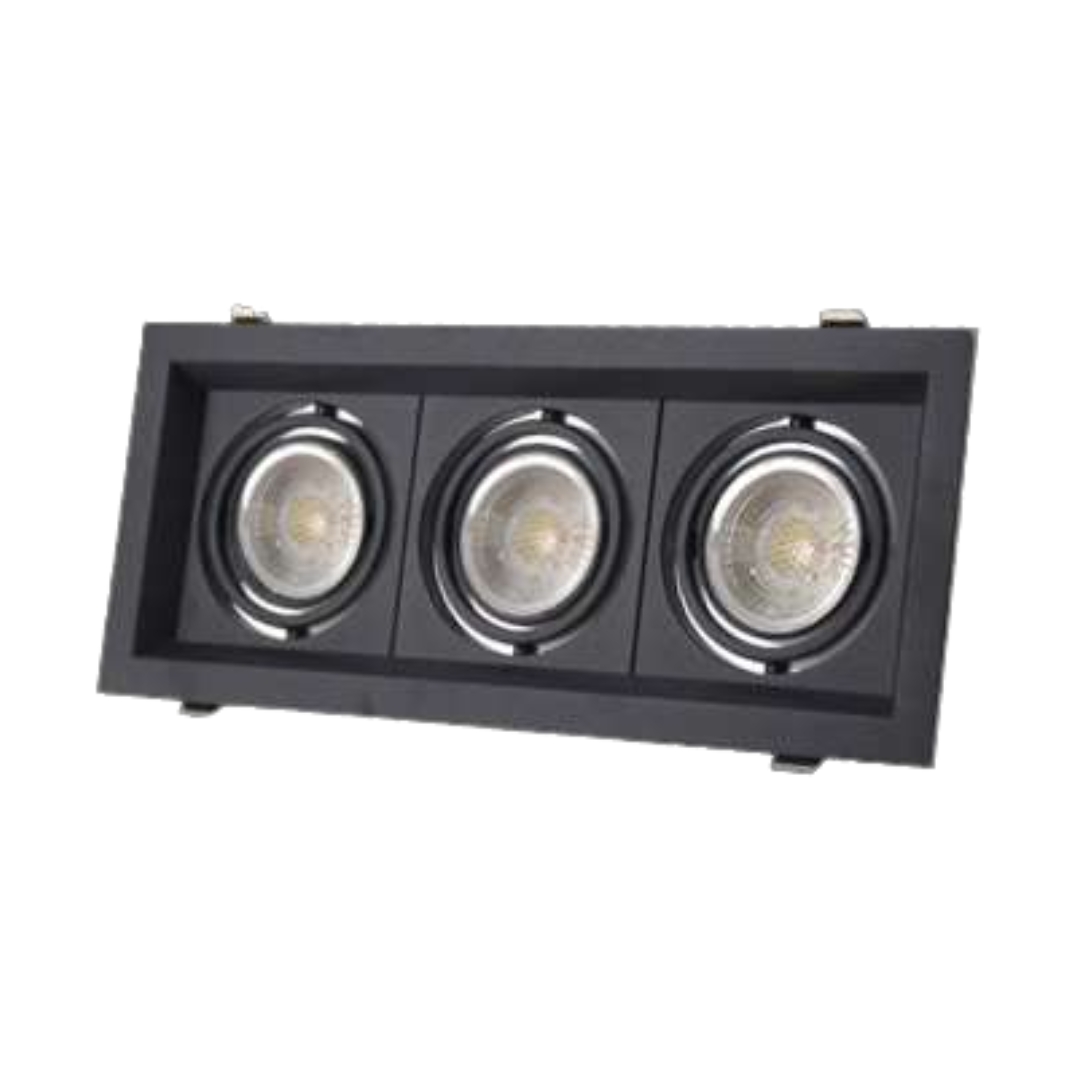 3X7W SLIM MULTI-DIRECTIONAL DOWNLIGHT FIXTURE RECESSED W/ TRIPLE 7W MR16 LED BULB