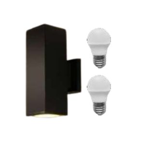 DECORATIVE SQUARE WALL LAMP (UP & DOWN) w/ 2X 7W G45 BULB SET