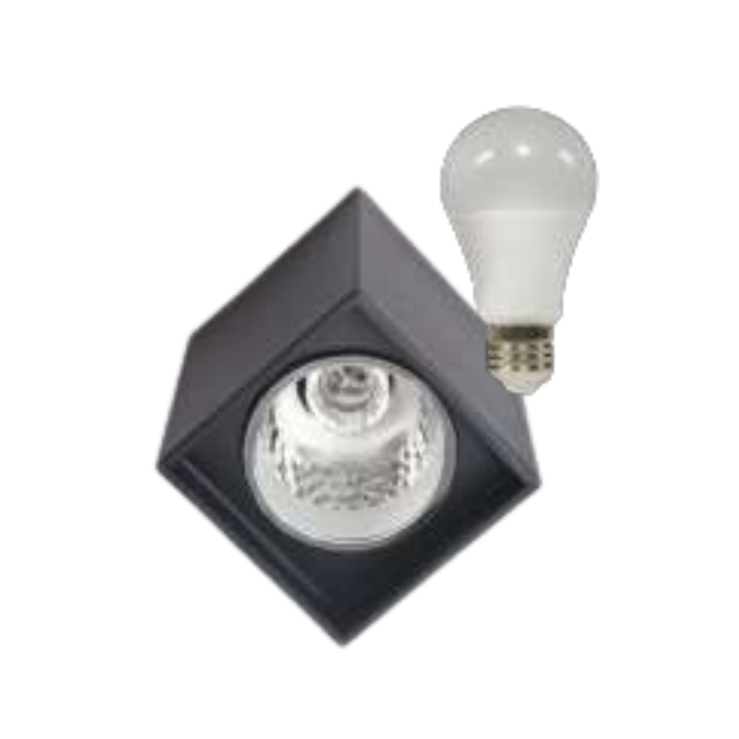 TABOO DECORATIVE SQUARE SURFACE MOUNTED (4.5 INCHES) w/ 9W BULB SET